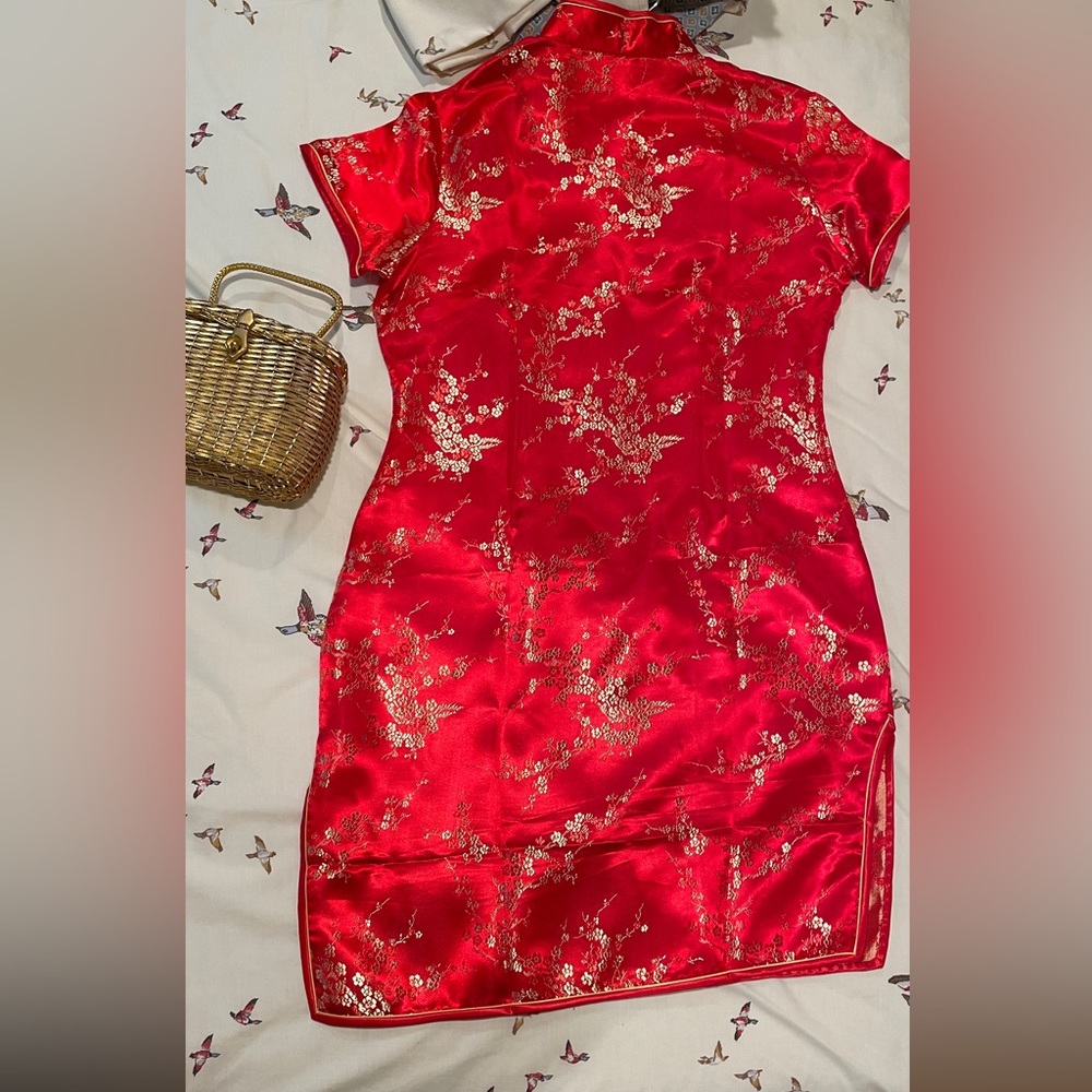 Red Sweetheart Sheath Chinese Dress